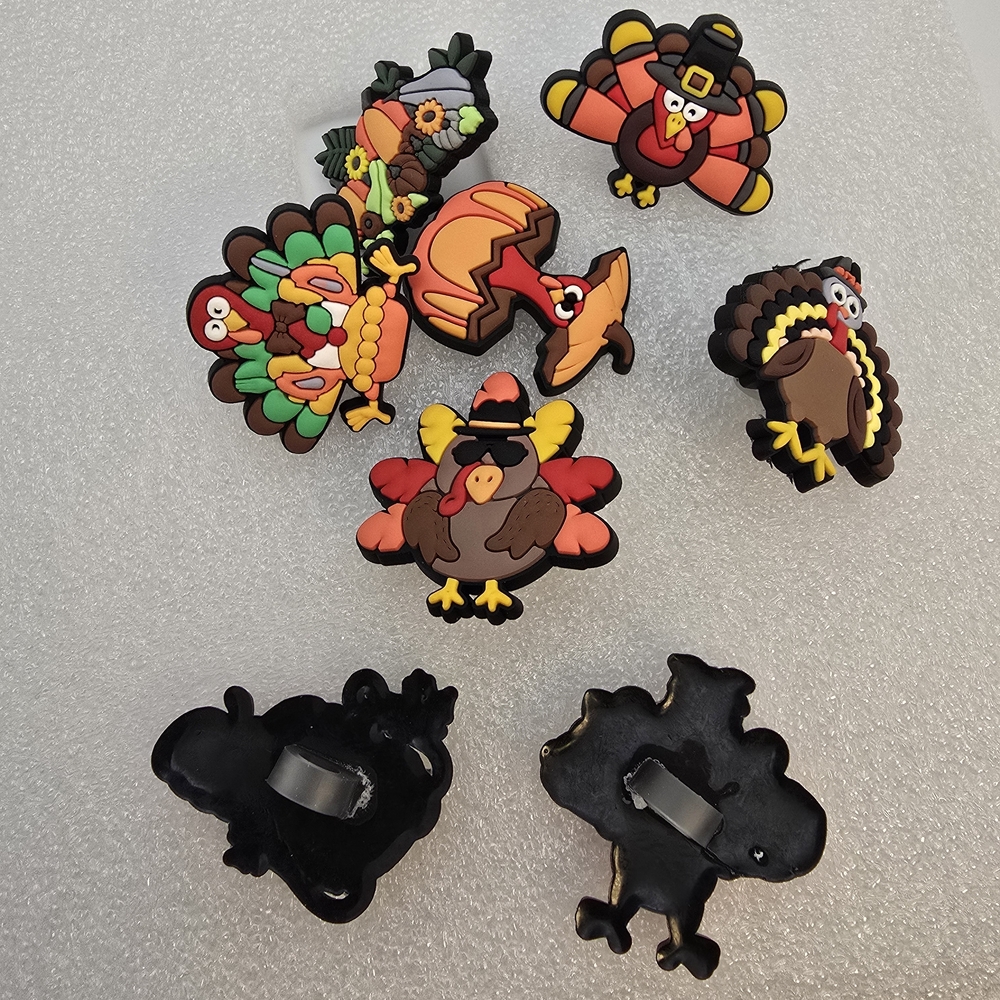 Colorful Turkey Shoe Charms for Kids Or Adults set Of 8.